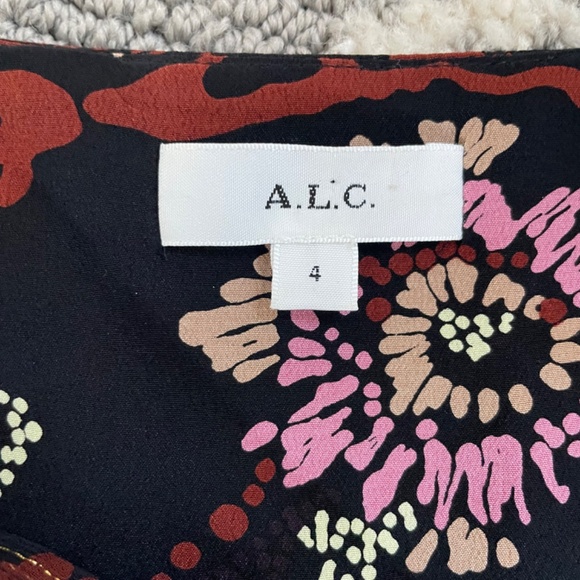 A.L.C. MAC METALLIC SHIMMER FLORAL SILK BLEND BLOUSE SIZE 4! - Picture 3 of 9
